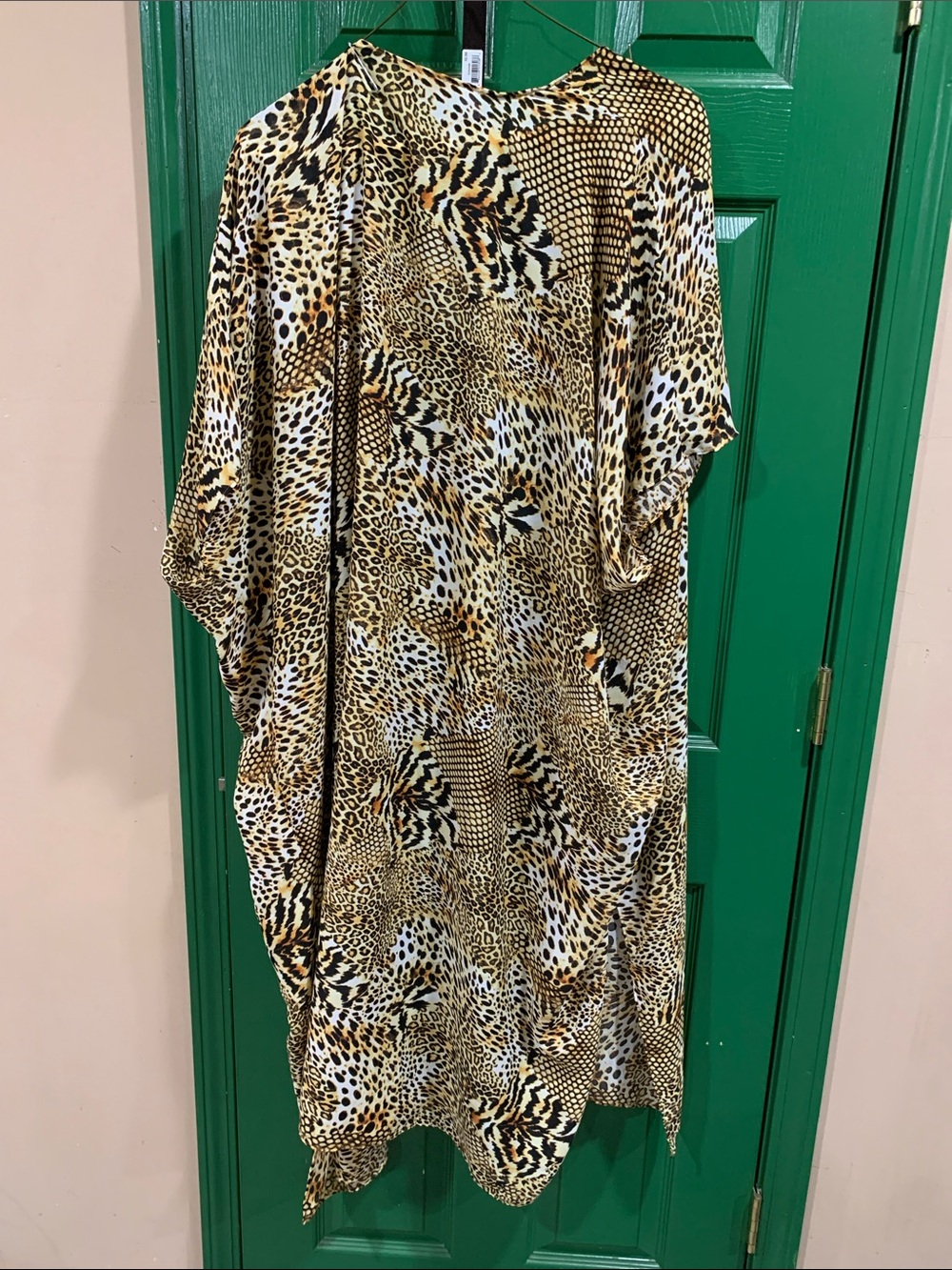 Soprano Leopard Print Open Front Kimono Jacket - Tan - Picture 2 of 3